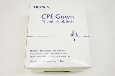 Tronex 6377C35 CPE Gown Thumb Hook Style, X-Large - Box of 15